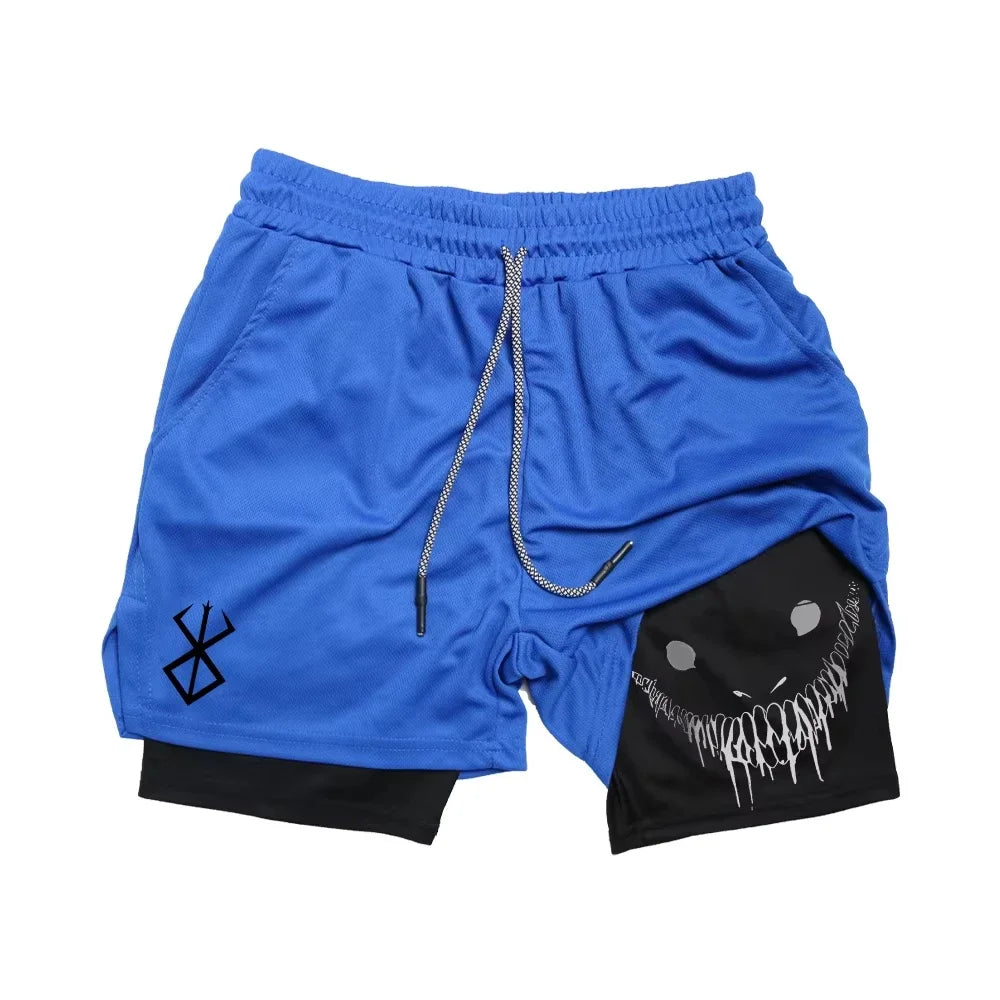 Smiling Face Print Double-Layer shorts