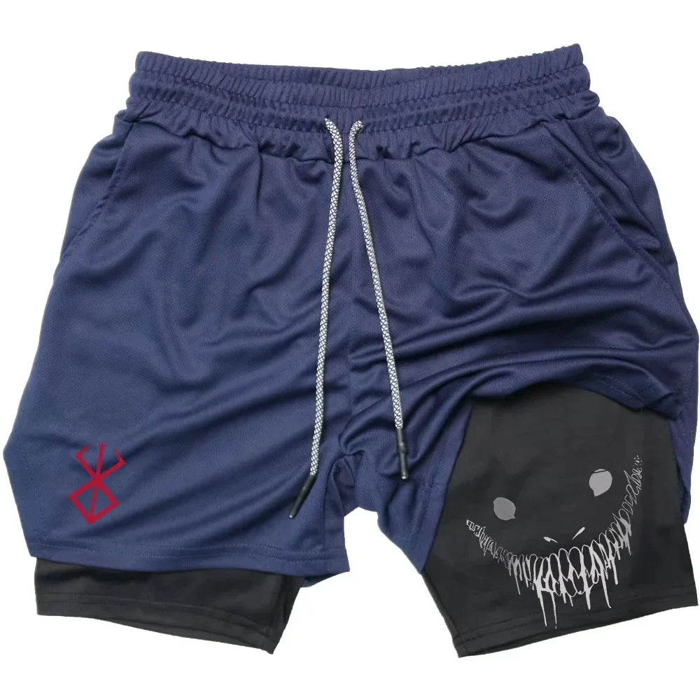 Smiling Face Print Double-Layer shorts