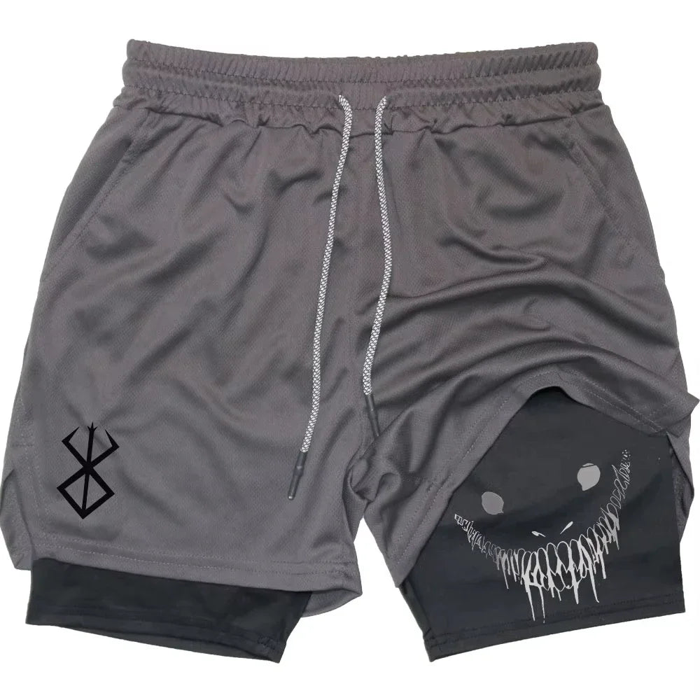 Smiling Face Print Double-Layer shorts