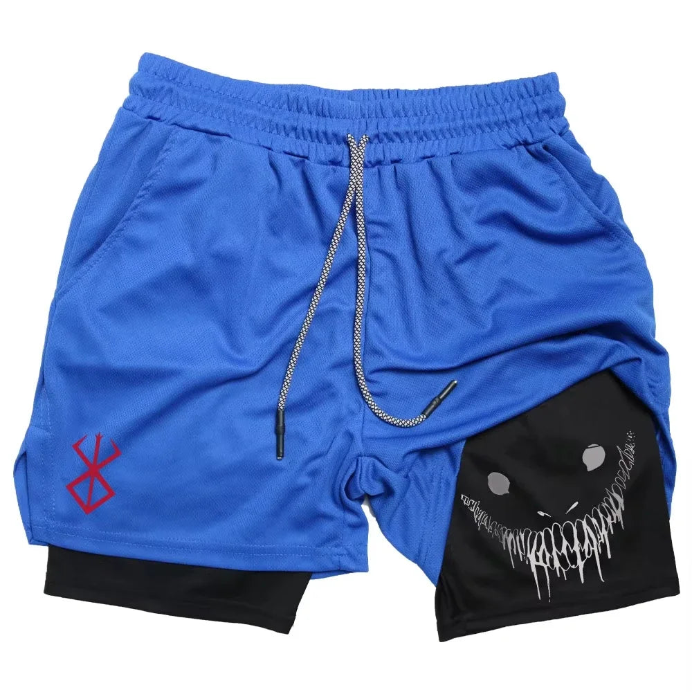 Smiling Face Print Double-Layer shorts